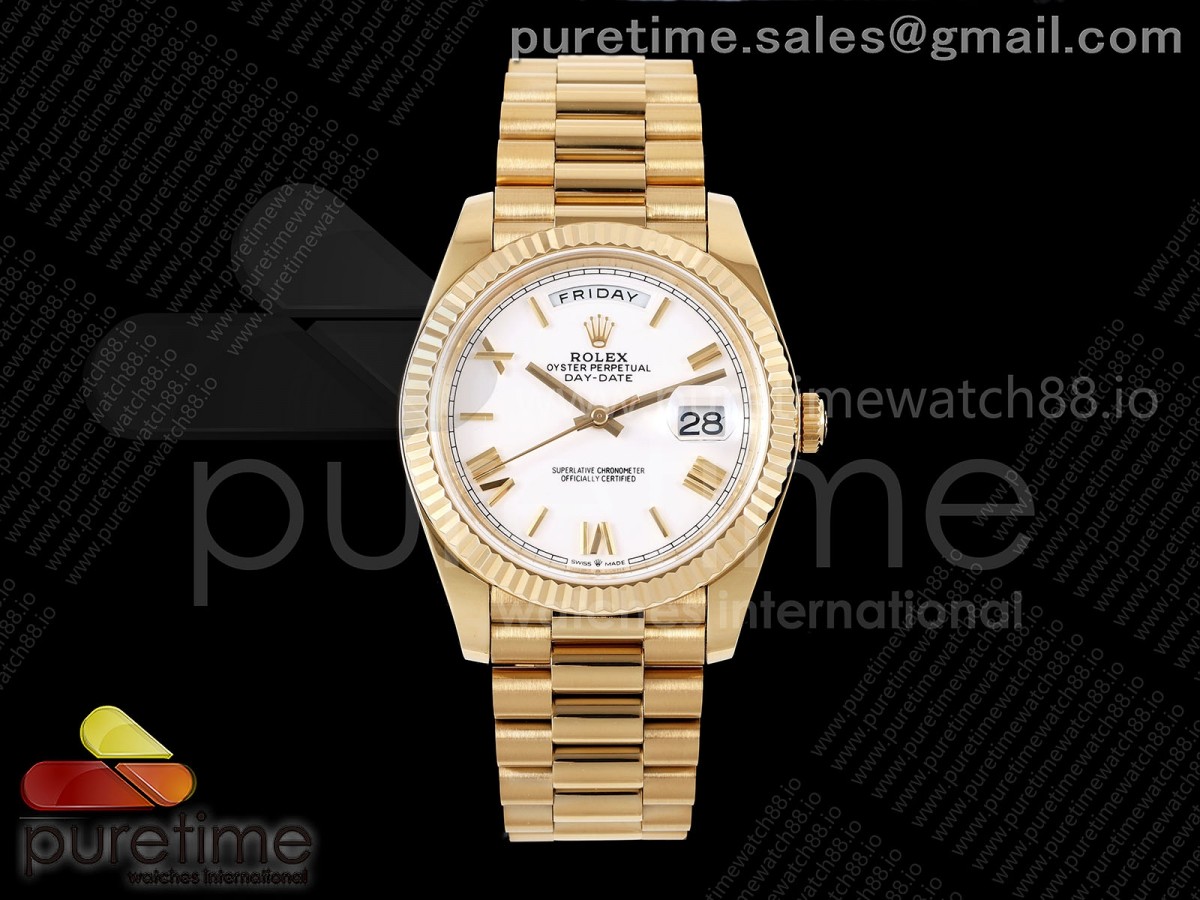 Day Date 40 YG TMF White Roman Dial on President Bracelet VR3255