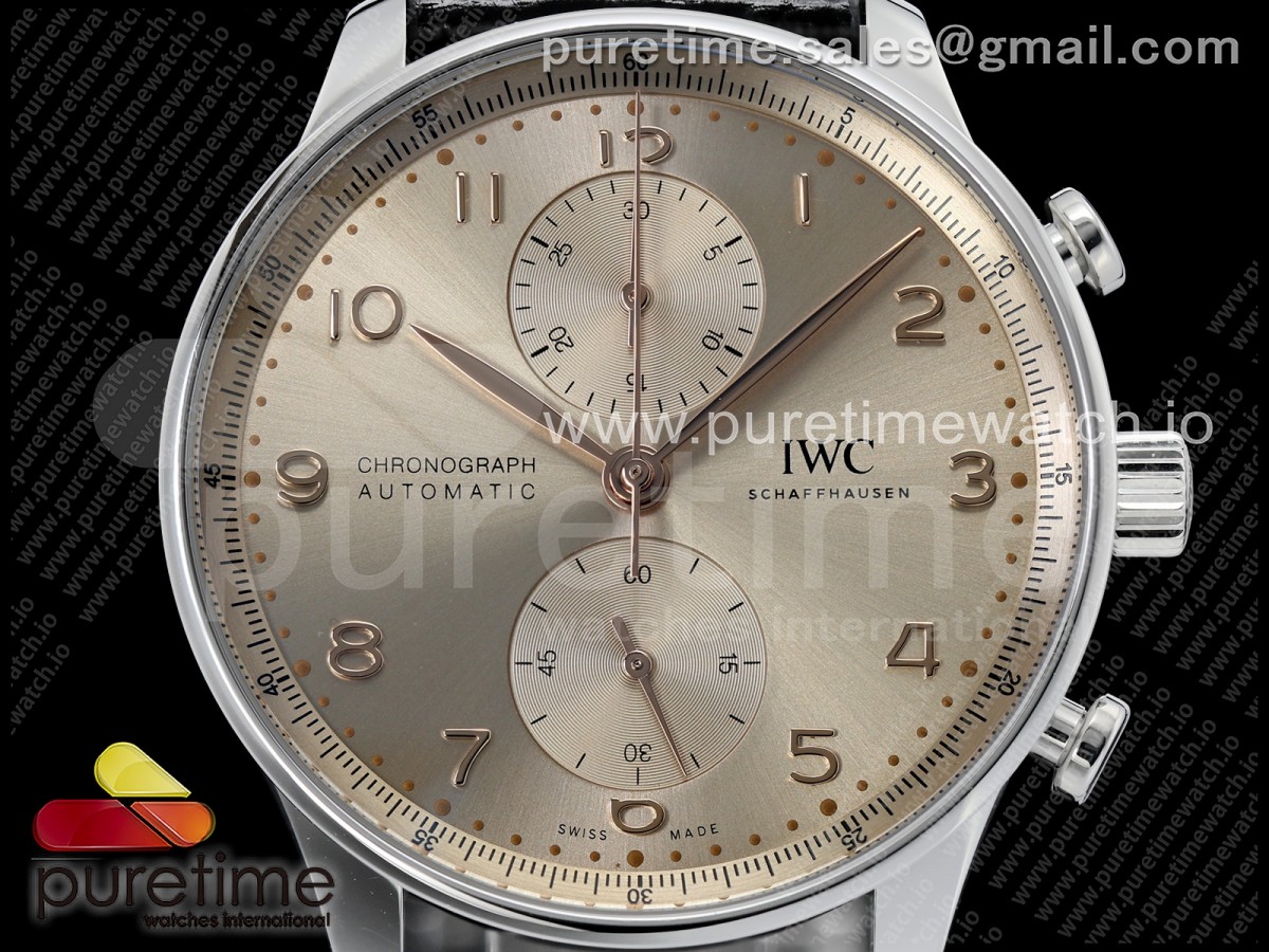 Portugieser Chrono IW371624 APSF Best Edtion Gold Dial on Black Leather Strap DD69355