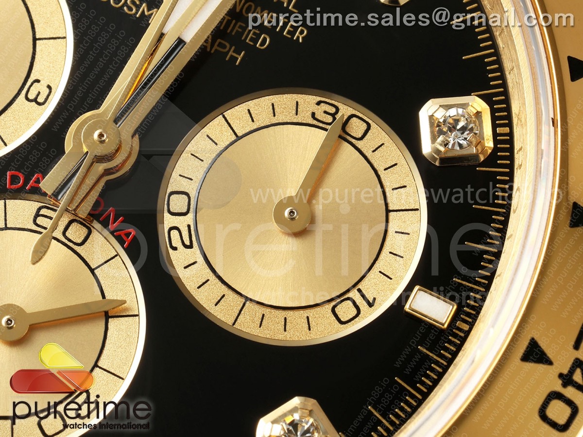 Daytona 126508 QF Black/YG Diamonds Dial on YG Bracelet JH4131 (Free Sprung) V18