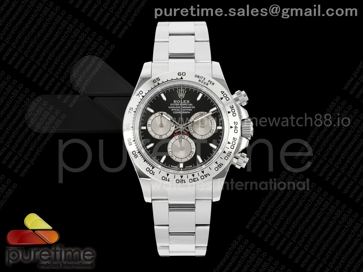 Daytona 126509 QF Black/Silver Dial on SS Bracelet JH4131 (Free Sprung) V18