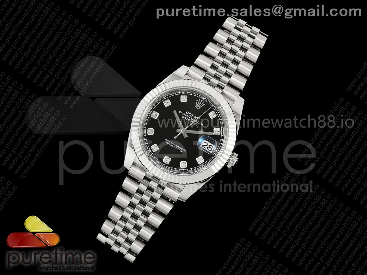 DateJust 41 126334 Clean Plus 904L Steel Black Diamonds Dial on Jubilee Bracelet DD3235