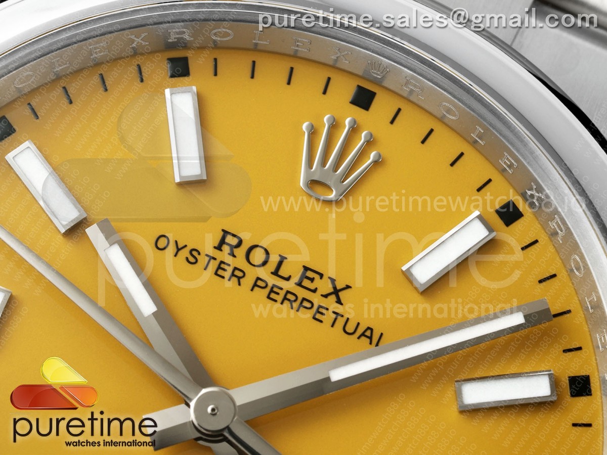 Oyster Perpetual 124300 41mm Clean Plus 904L Steel Yellow Dial DD3230