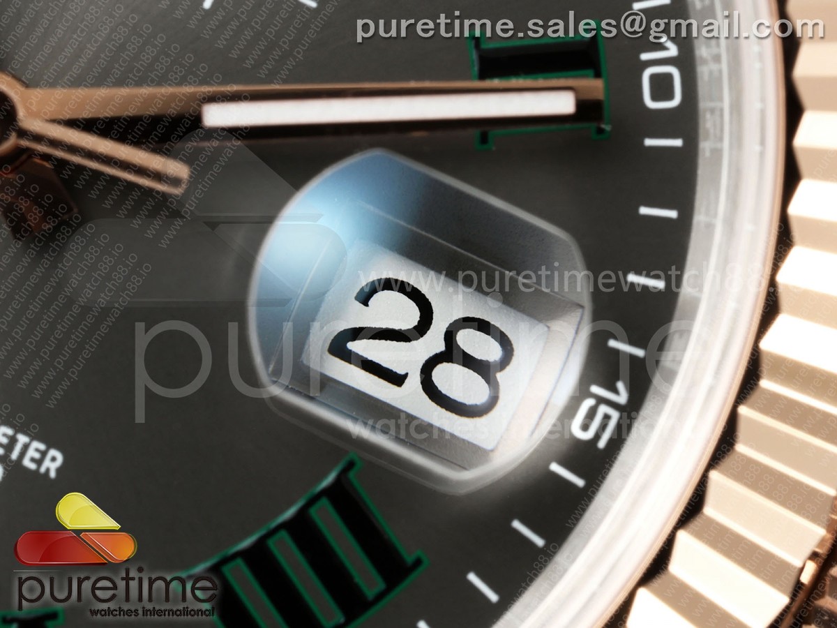 DateJust 41 126331 SS/RG RCF Gray Dial Green Roman on Jubilee Bracelet JH3235