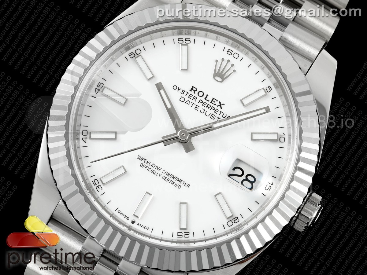DateJust 41 126334 SS RCF White Stick Dial on Jubilee Bracelet JH3235