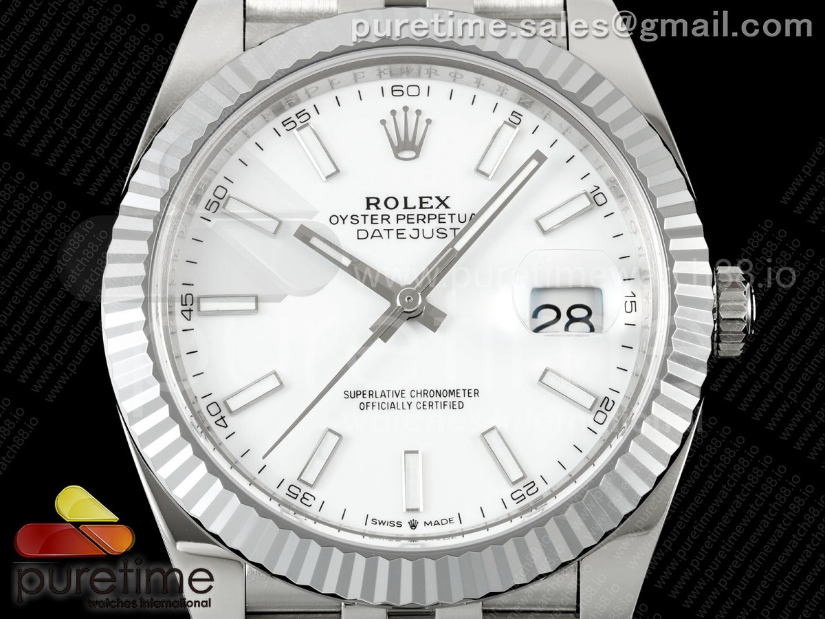 DateJust 41 126334 SS RCF White Stick Dial on Jubilee Bracelet JH3235