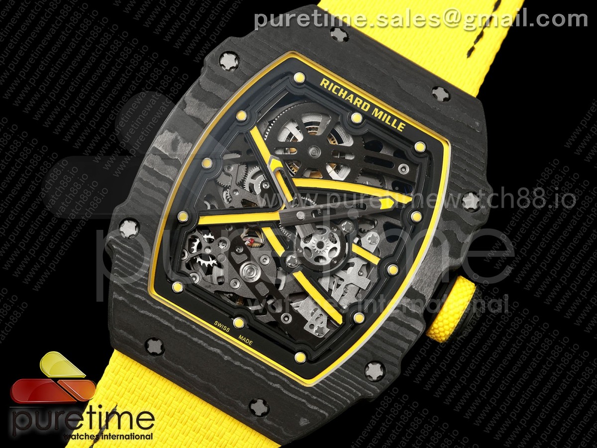 AVF RM67-02 Black NTPT Yellow Skeleton Dial on Yellow Velcro Strap CRMA7 Clone V2