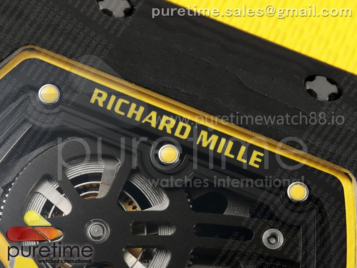 AVF RM67-02 Black NTPT Yellow Skeleton Dial on Yellow Velcro Strap CRMA7 Clone V2