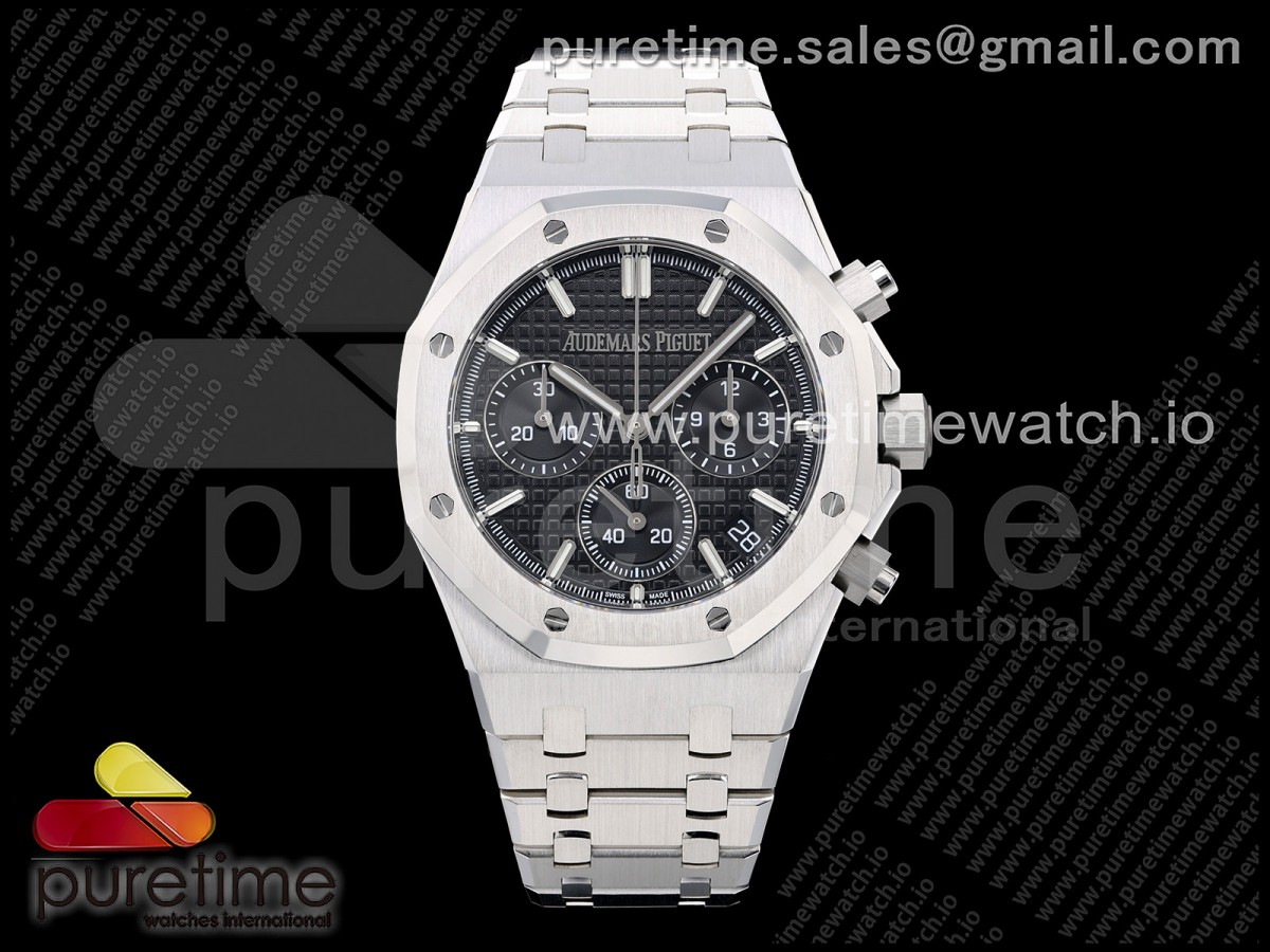 Royal Oak Chrono 26240 SS ZF Black Dial on SS Bracelet SA4401 V2 (Free Sprung)