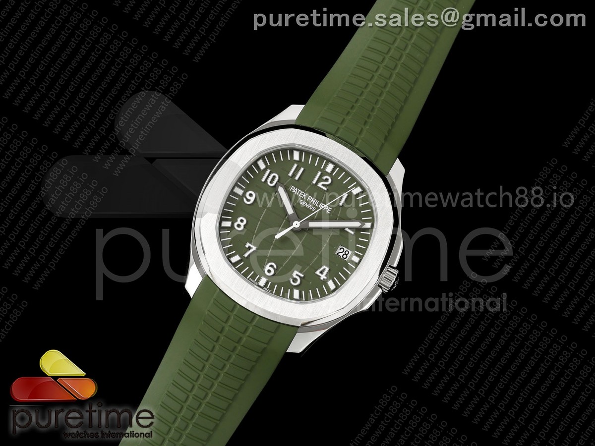 Aquanaut 5168G 42mm SS OME Green Dial on Green Rubber Strap DPB330 (Weighted)