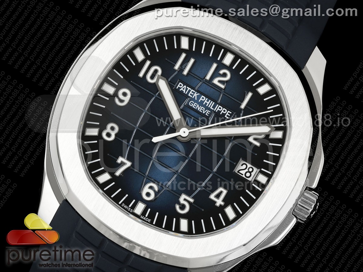 Aquanaut 5168G 42mm SS OME Blue Dial on Blue Rubber Strap DPB330 (Weighted)