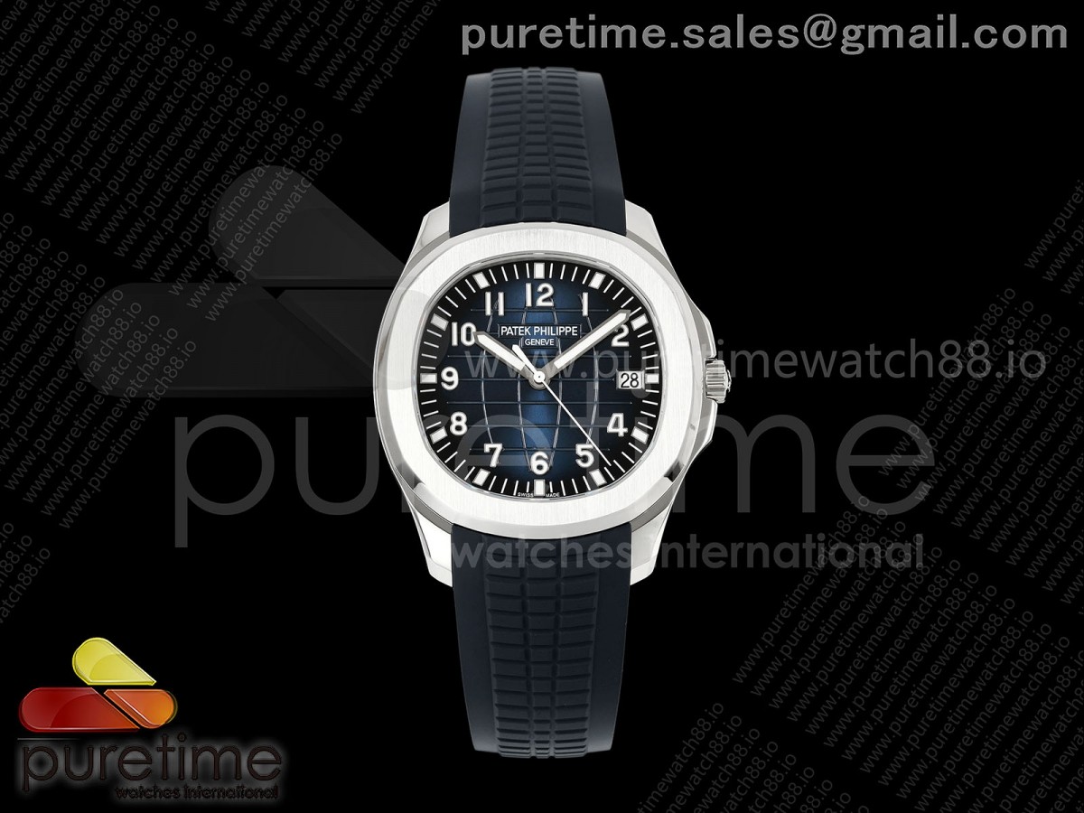 Aquanaut 5168G 42mm SS OME Blue Dial on Blue Rubber Strap DPB330 (Weighted)