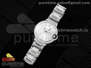 Ballon Bleu 33mm AF Silver Dial Diamonds Bezel on SS Bracelet Ronda Quartz